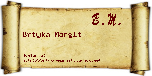 Brtyka Margit névjegykártya